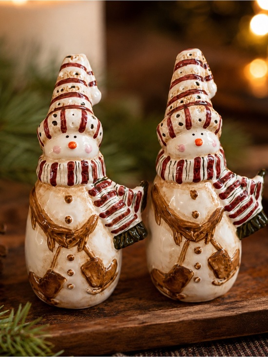 Vintage Other - Cozy Snowman Salt & Pepper Shakers Christmas Kitchen Decor
